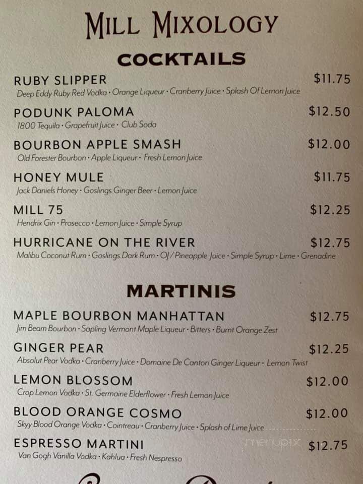 Mill On The River - South Windsor, CT menu_pic