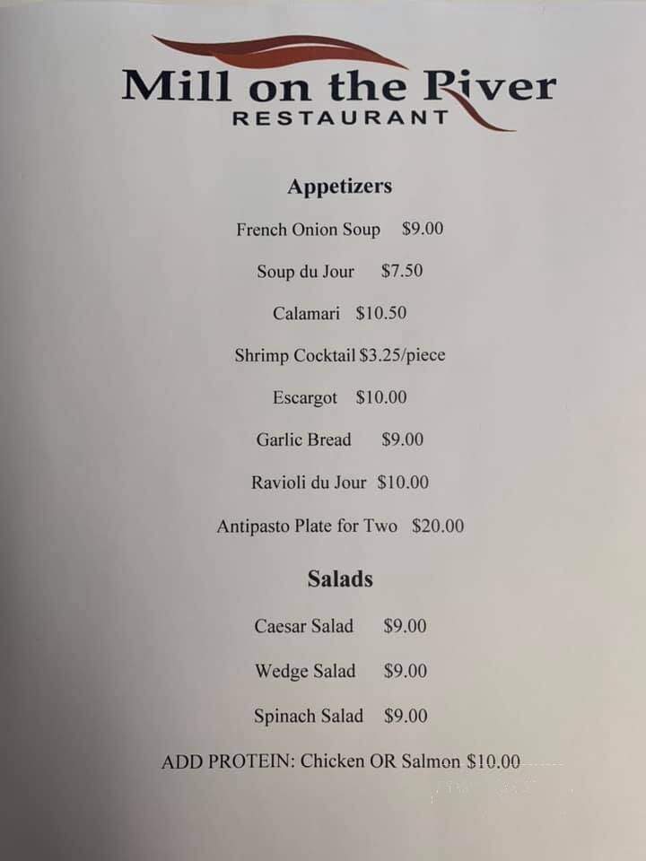 Mill On The River - South Windsor, CT menu_pic