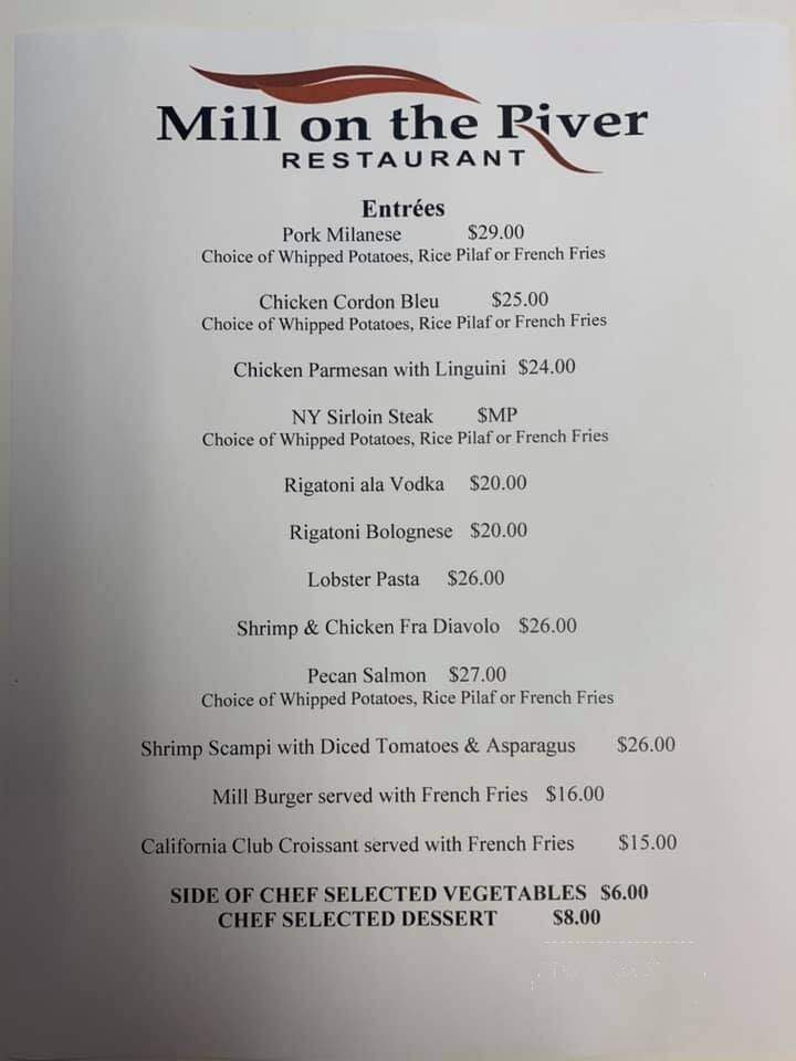 Mill On The River - South Windsor, CT menu_pic