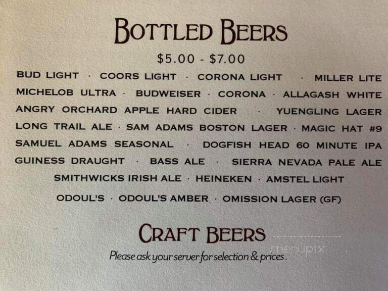 Mill On The River - South Windsor, CT menu_pic