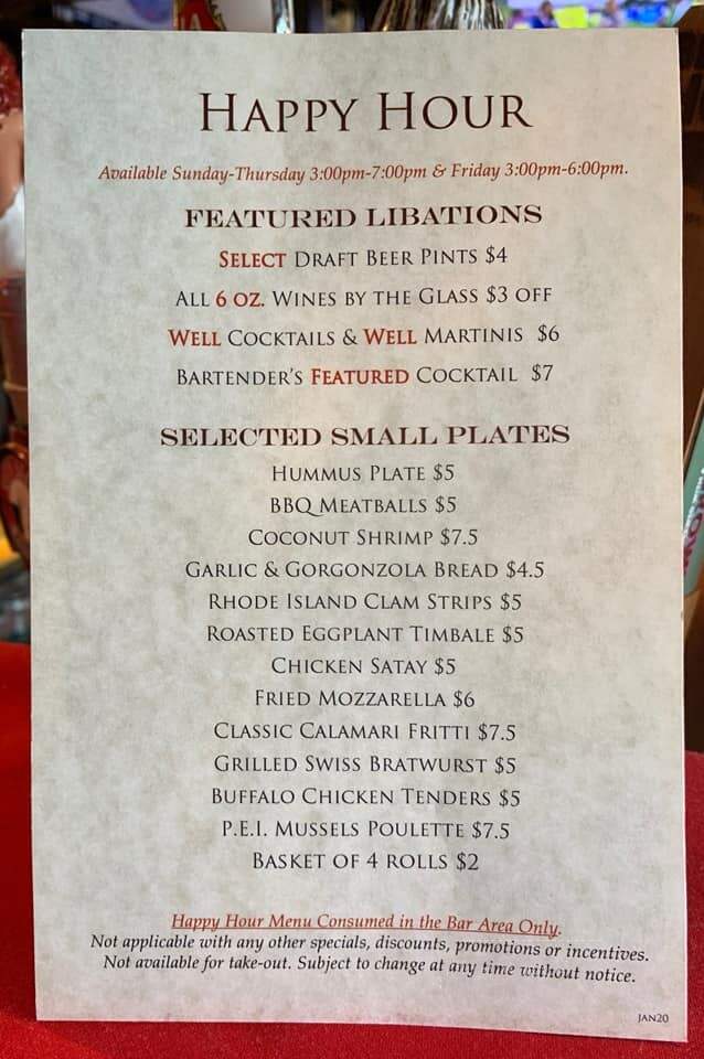 Mill On The River - South Windsor, CT menu_pic