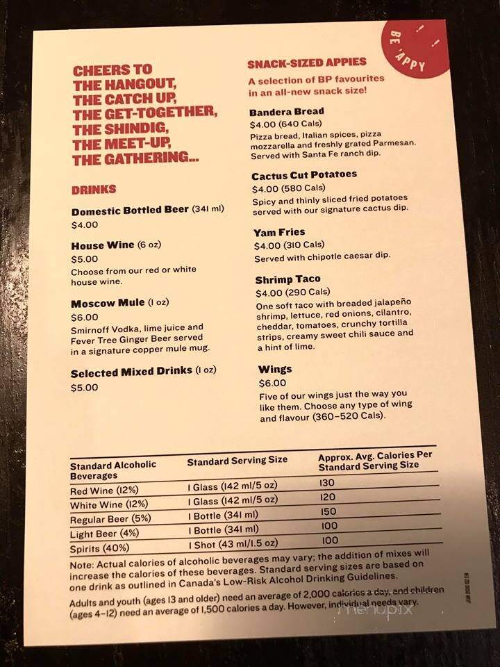 Boston Pizza - Trenton, ON menu_pic