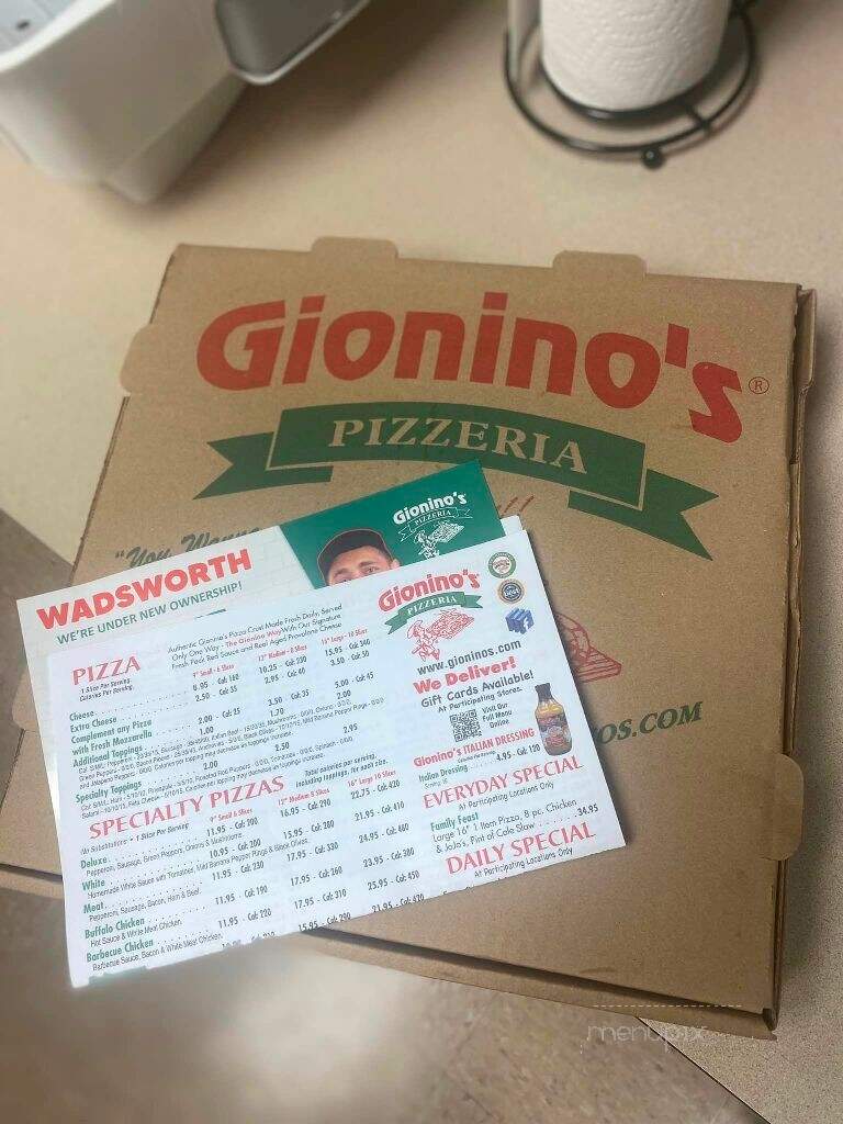Gionino's Pizzeria - Wadsworth, OH menu_pic