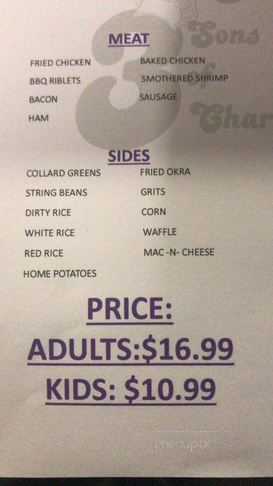My Three Sons of Charleston Restaurant - North Charleston, SC menu_pic