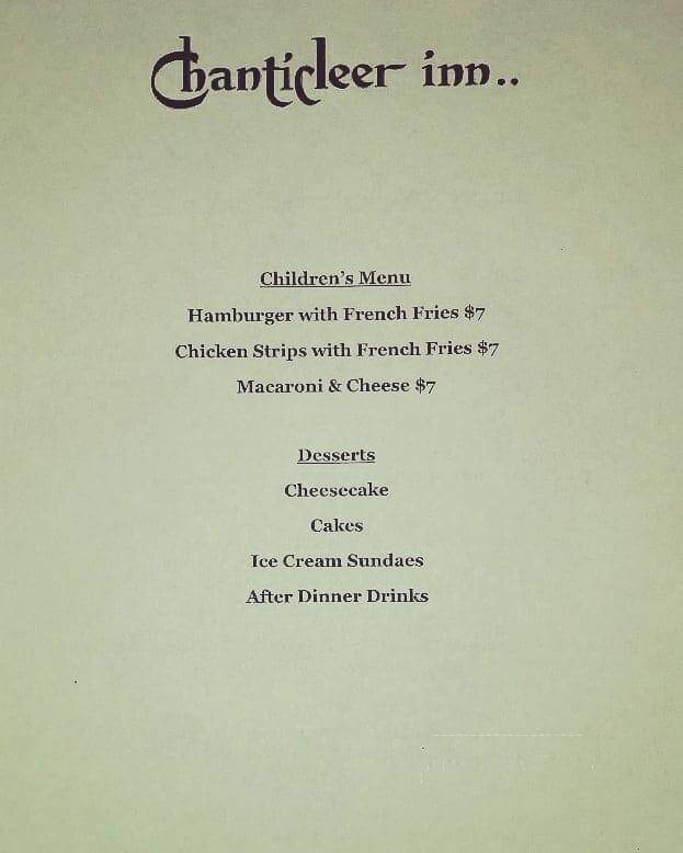 Chanticleer Inn - Eagle River, WI menu_pic