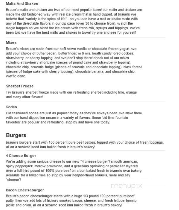Braum's Ice Cream & Dairy - Rogers, AR menu_pic