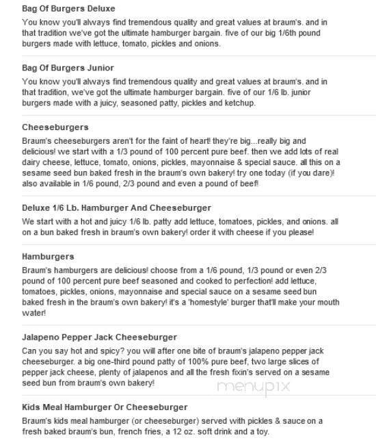 Braum's Ice Cream & Dairy - Rogers, AR menu_pic