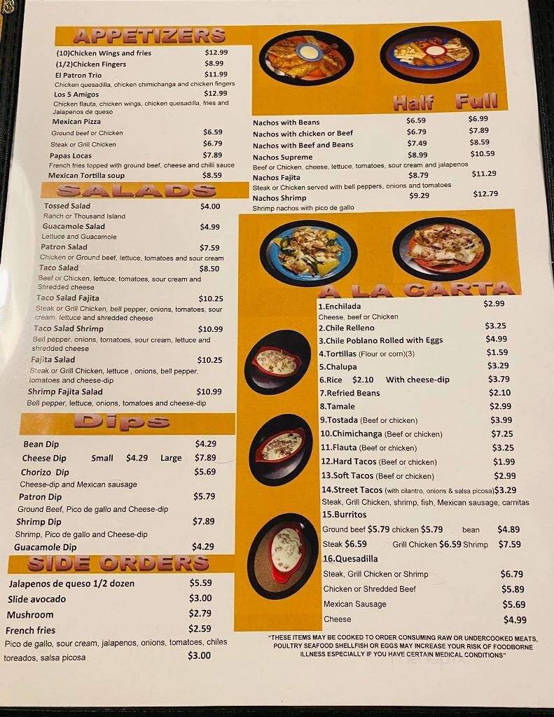 El Patron - Columbus, MS menu_pic