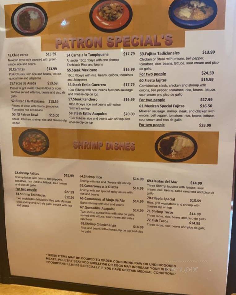 El Patron - Columbus, MS menu_pic