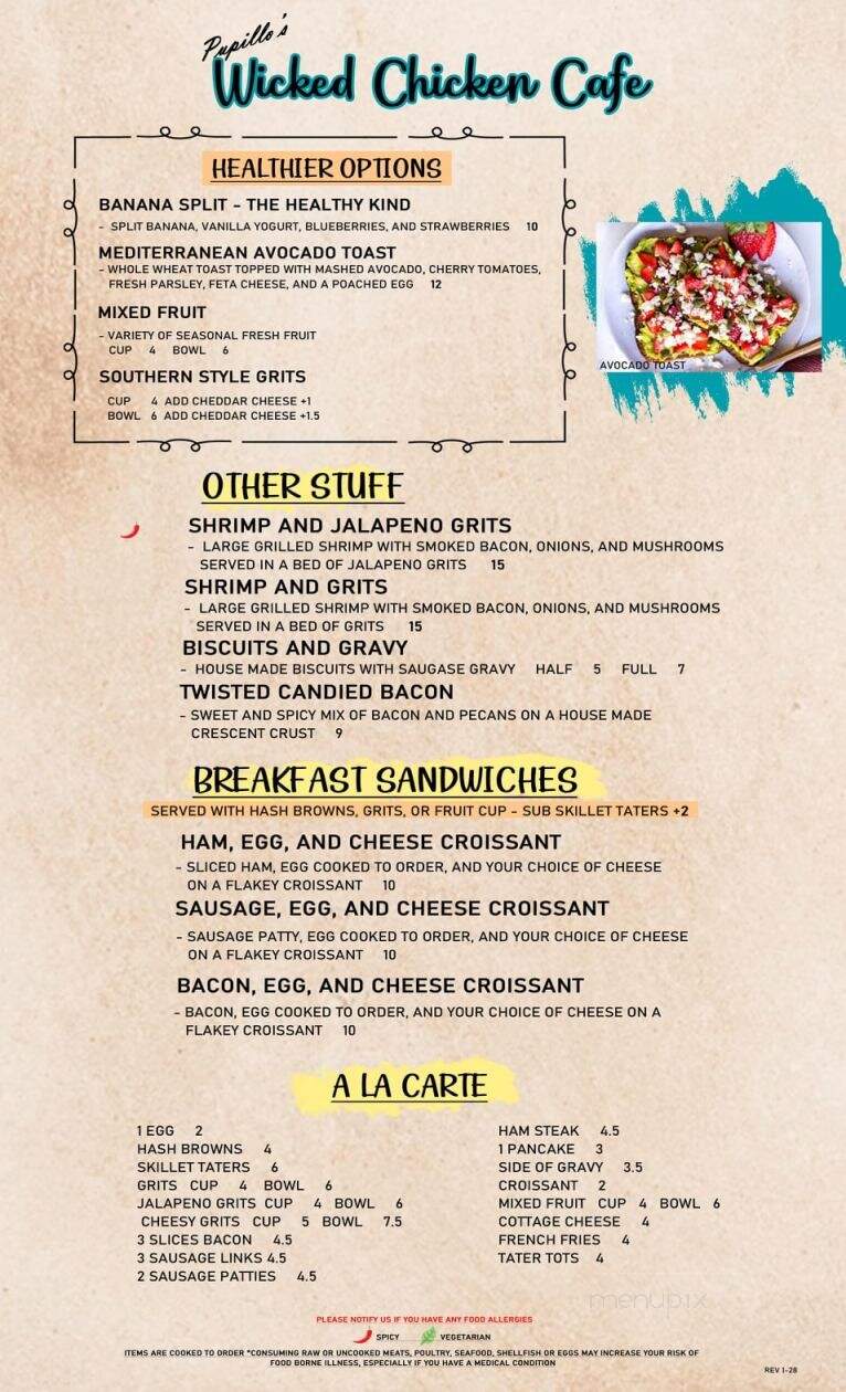 Pupillo's Wicked Chicken Cafe - High Ridge, MO menu_pic