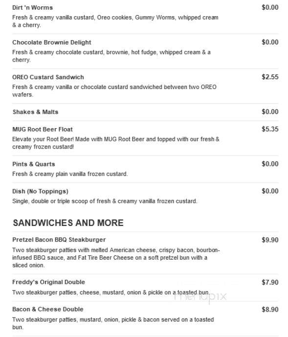Freddy's Frozen Custard & Steakburgers - Saint Joseph, MO menu_pic