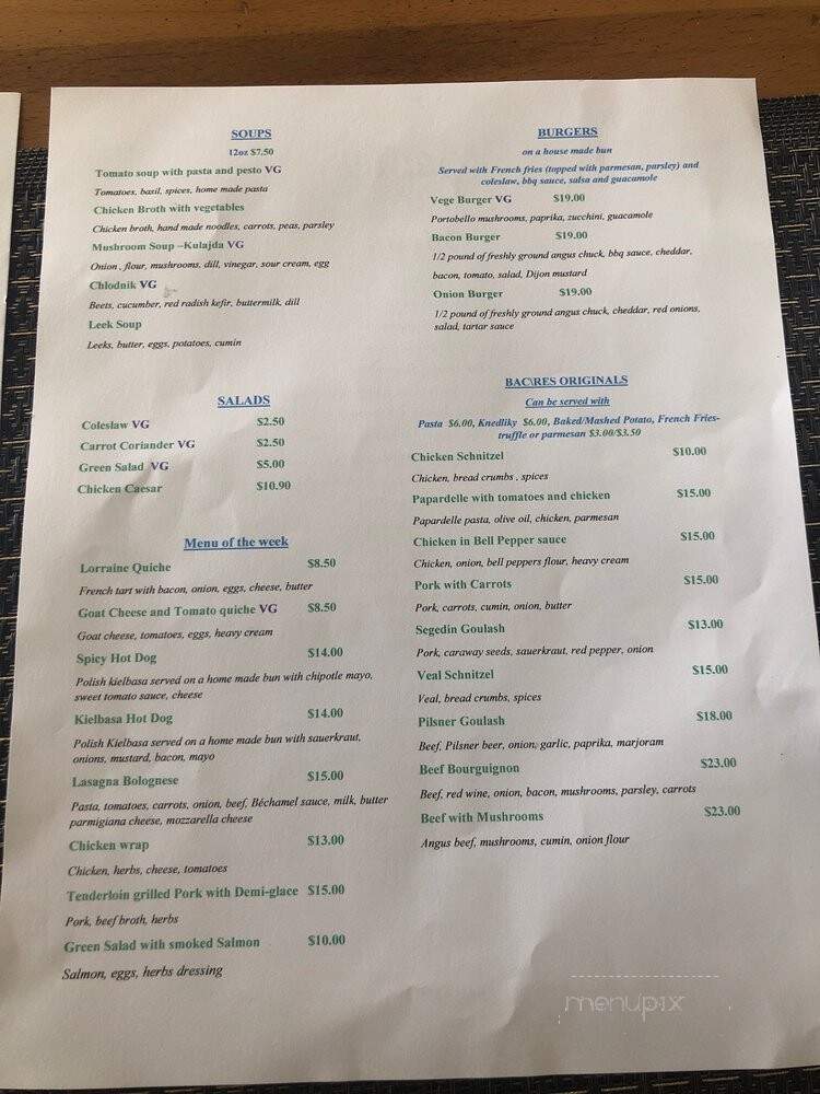 Bacres - Sarasota, FL menu_pic