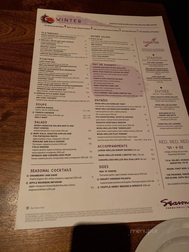 Seasons 52 - Burlington, MA menu_pic
