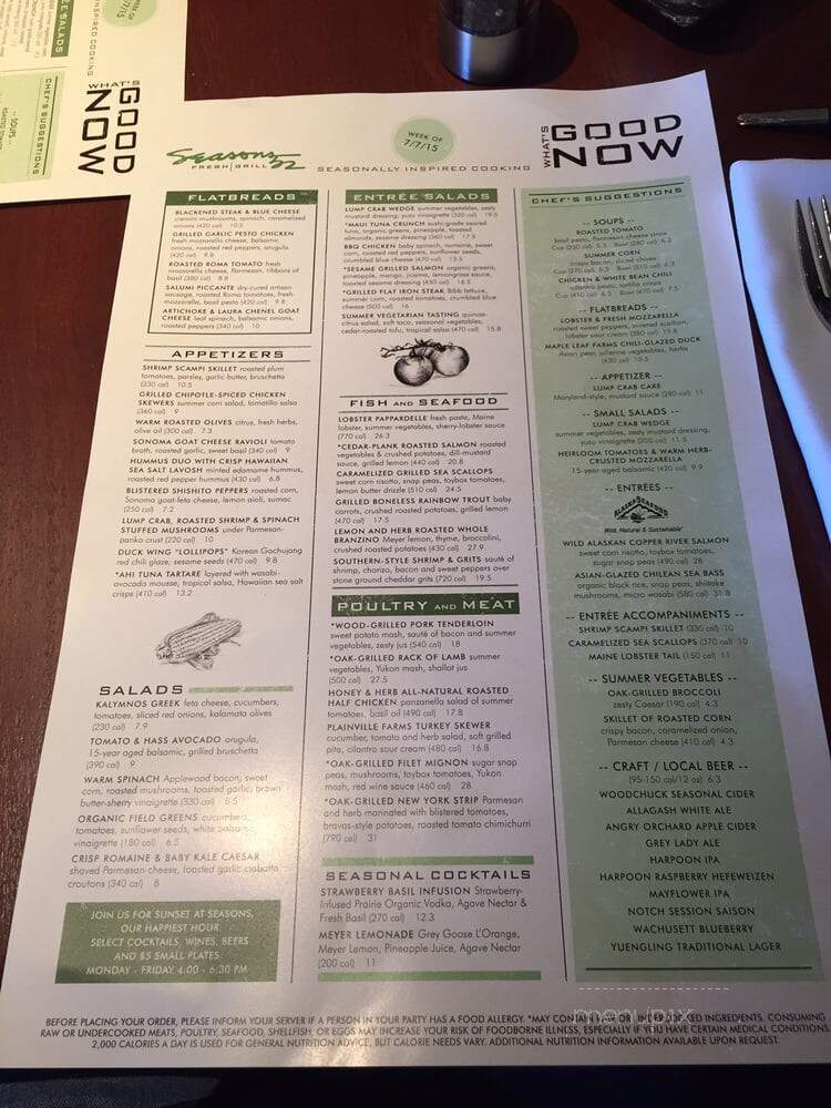 Seasons 52 - Burlington, MA menu_pic