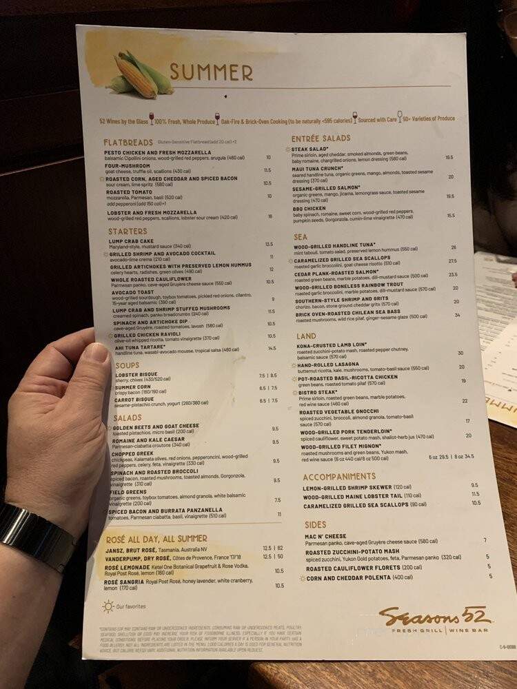 Seasons 52 - Burlington, MA menu_pic