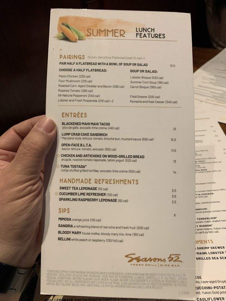 Seasons 52 - Burlington, MA menu_pic