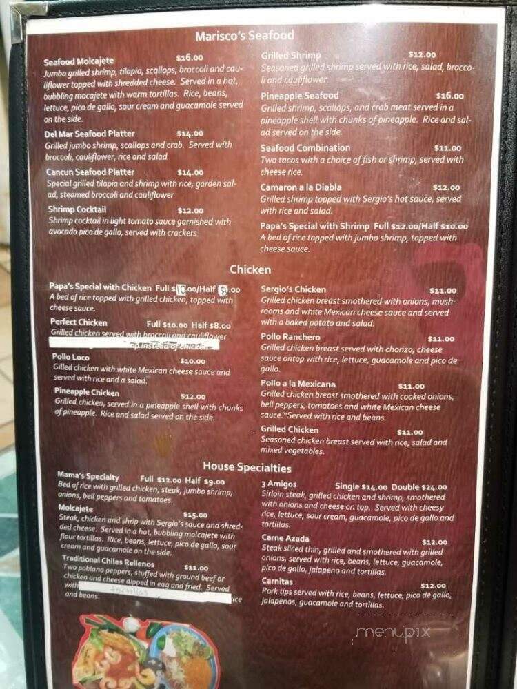 Sergio's Mexican Restaurant - Herrin, IL menu_pic