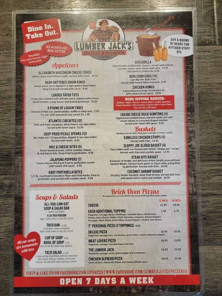 Lumberjack's - Milltown, WI menu_pic