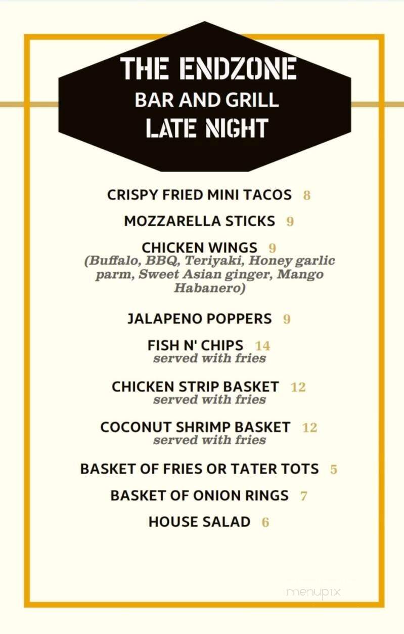 End Zone Sports Bar & Grill - Woodburn, OR menu_pic