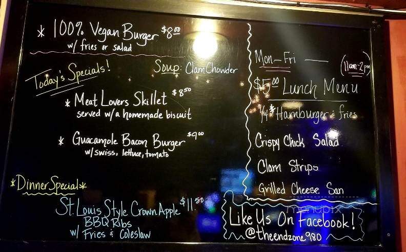 End Zone Sports Bar & Grill - Woodburn, OR menu_pic