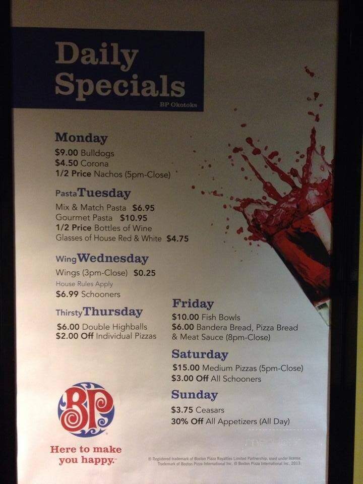 Boston Pizza - Okotoks, AB menu_pic