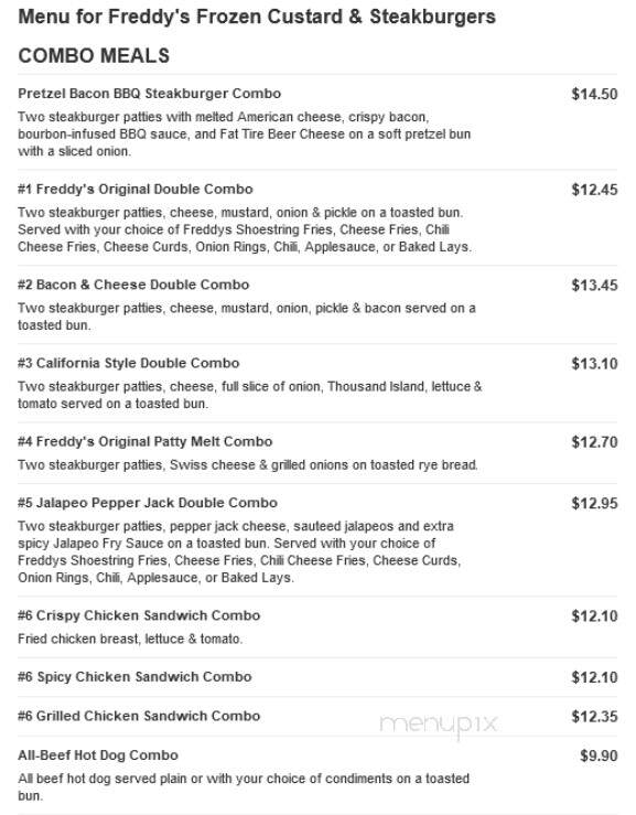 Freddy's Frozen Custard & Steakburgers - Streetsboro, OH menu_pic