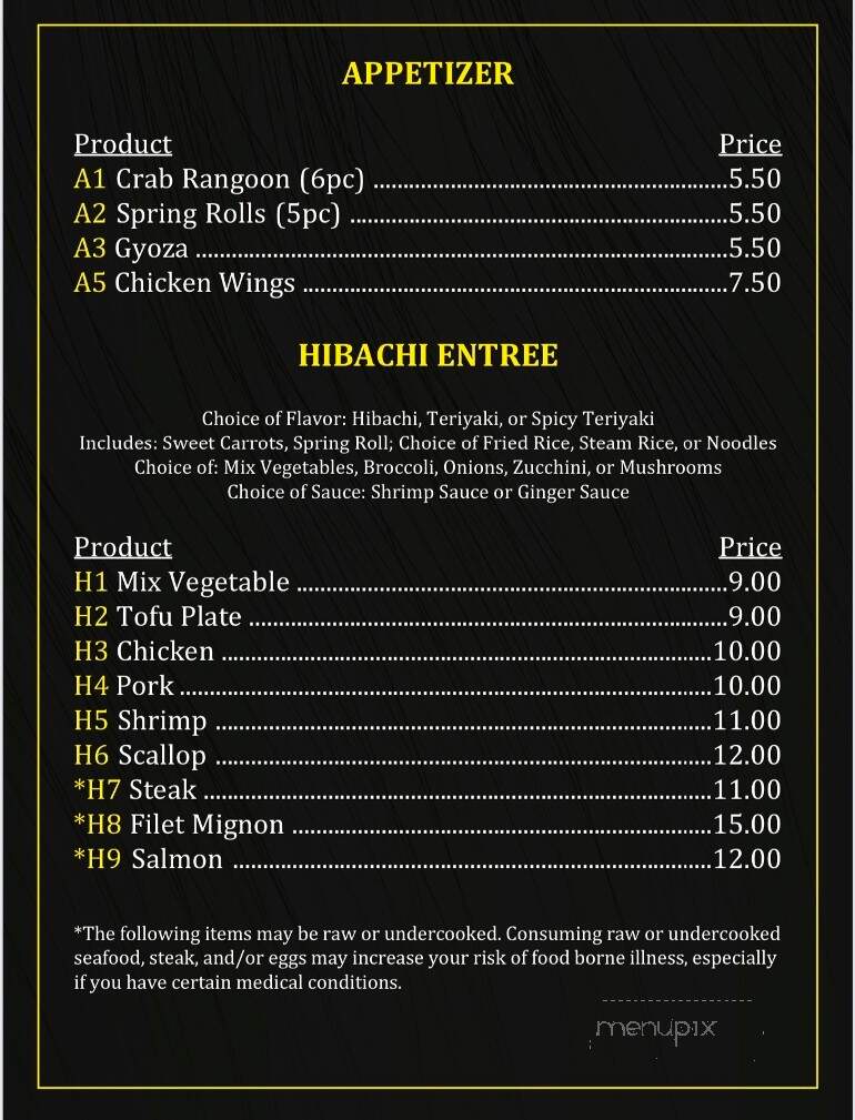 Hibachi Express - King, NC menu_pic