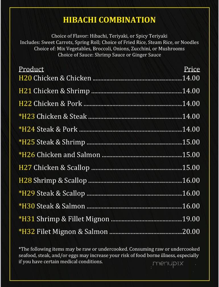 Hibachi Express - King, NC menu_pic