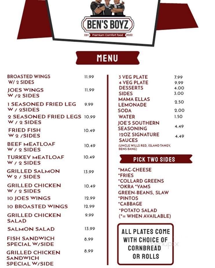 Ben's Boyz - Greensboro, NC menu_pic