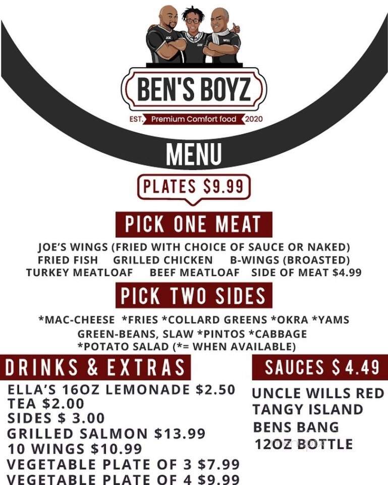 Ben's Boyz - Greensboro, NC menu_pic