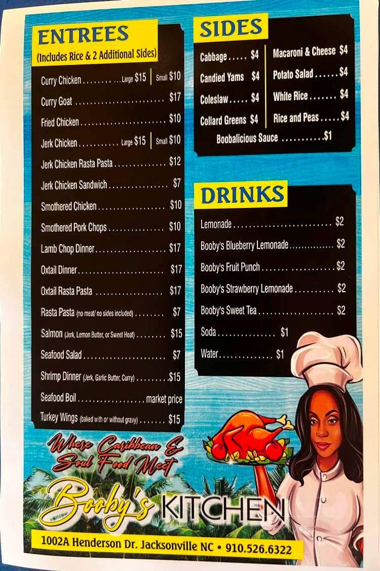 Booby's Kitchen - Jacksonville, NC menu_pic