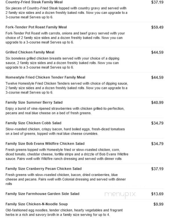 Bob Evans Restaurant - Gallipolis, OH menu_pic