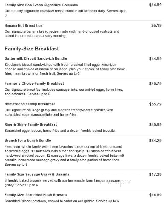 Bob Evans Restaurant - Gallipolis, OH menu_pic