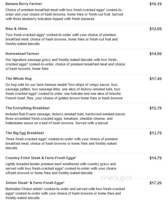 Bob Evans Restaurant - Gallipolis, OH menu_pic