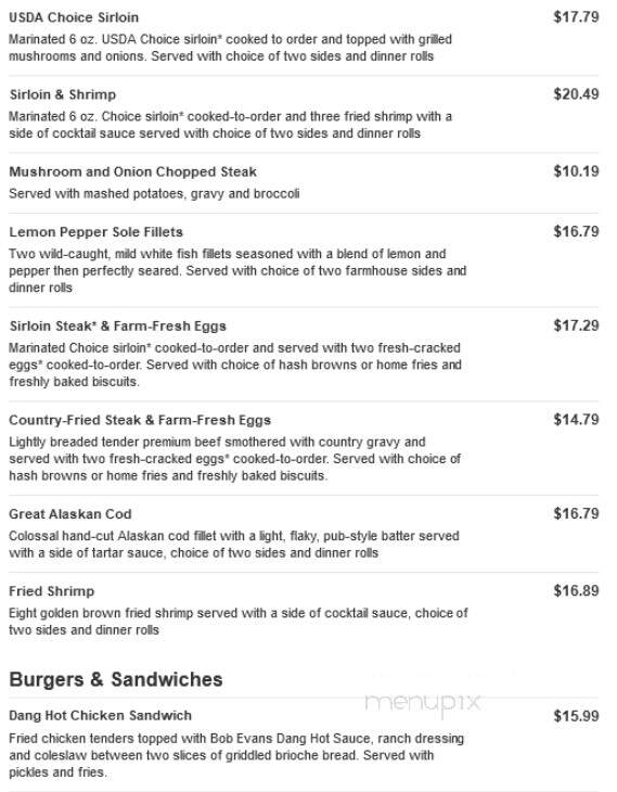 Bob Evans Restaurant - Gallipolis, OH menu_pic