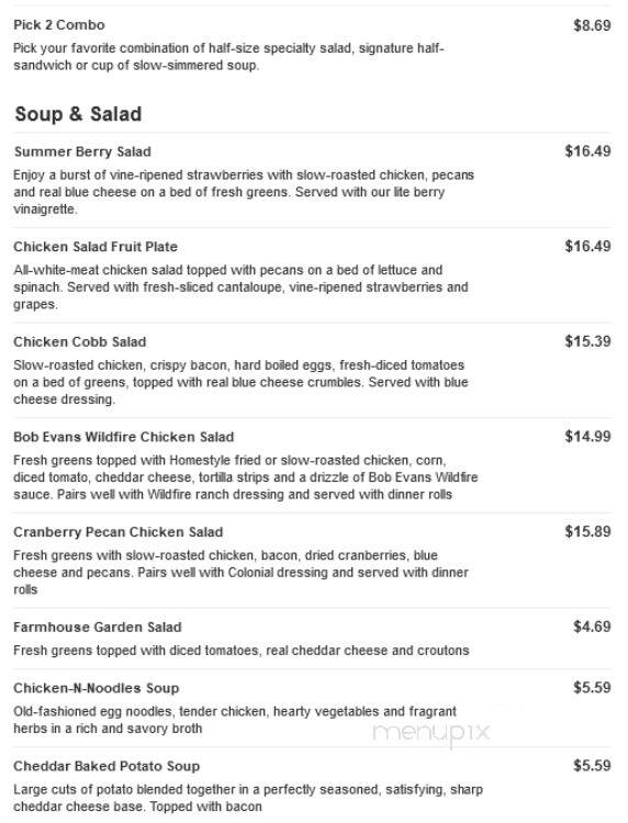 Bob Evans Restaurant - Gallipolis, OH menu_pic