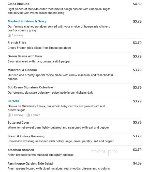Bob Evans Restaurant - Gallipolis, OH menu_pic