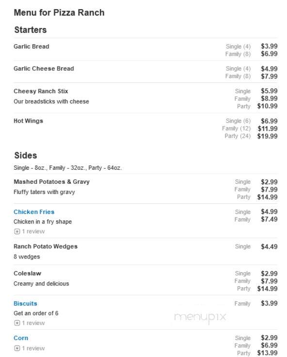 Pizza Ranch - Brookings, SD menu_pic