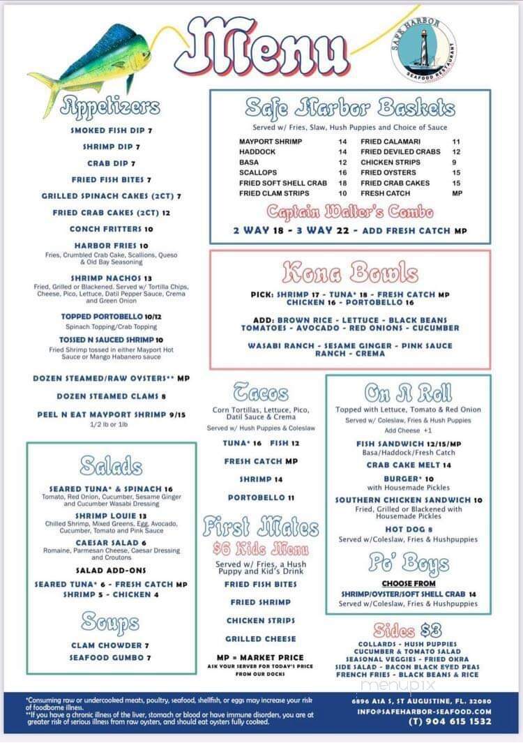 Safe Harbor Seafood - Crescent Beach, FL menu_pic