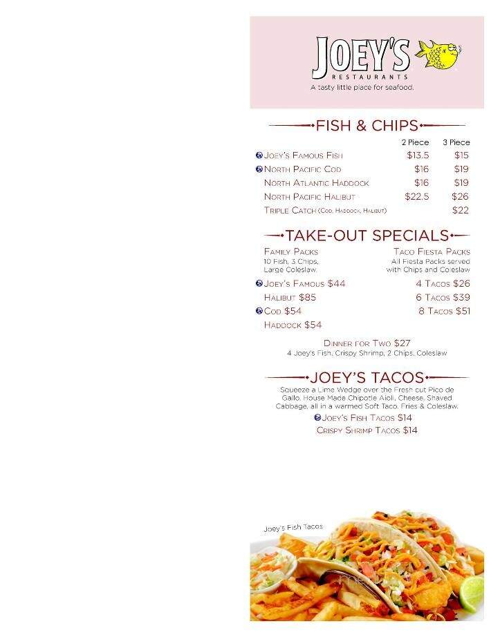 Joey's Only Seafood Restaurants - Kamloops, BC menu_pic