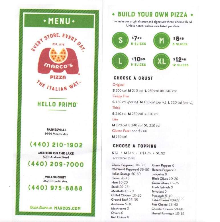 Marco's Pizza - Mentor On The Lake, OH menu_pic
