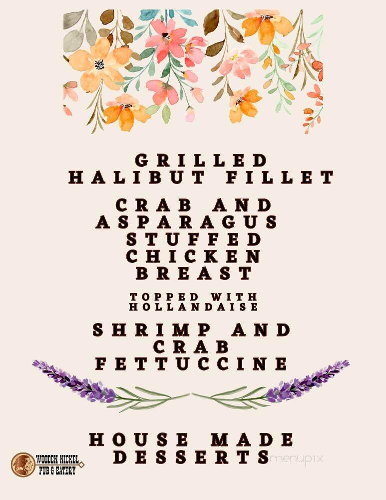Wooden Nickel Pub & Eatery - Sublimity, OR menu_pic