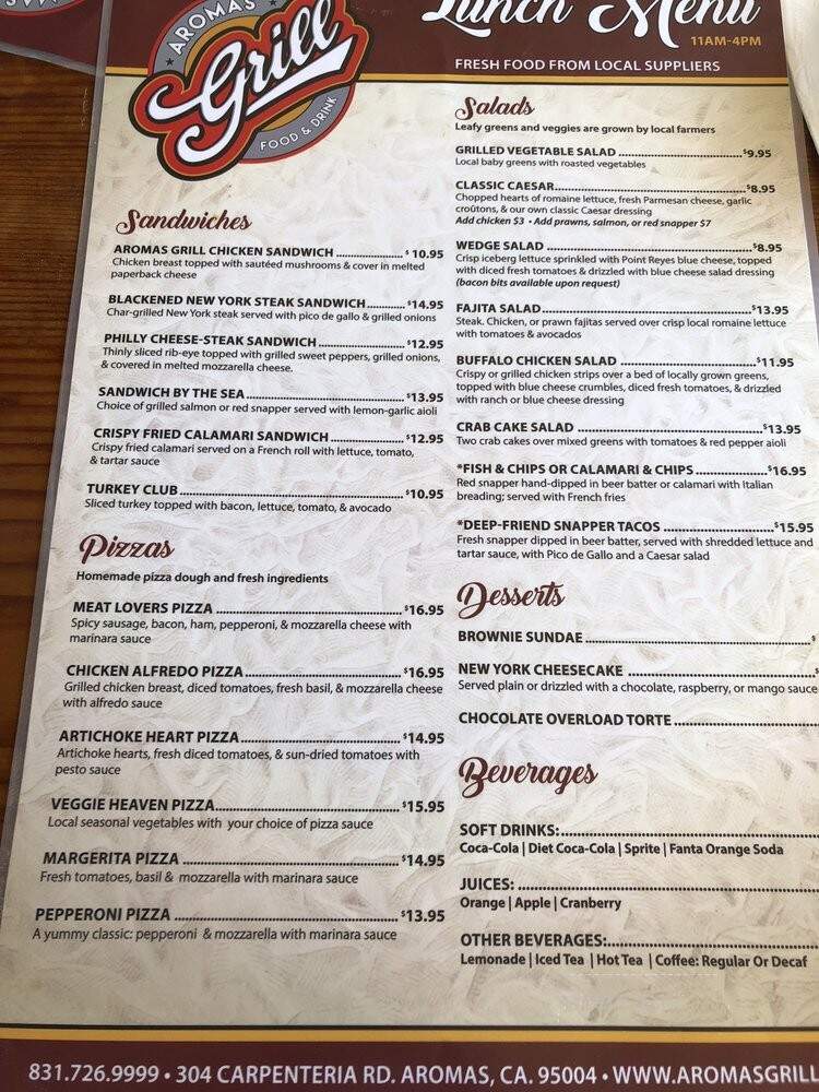 Aromas Grill - Aromas, CA menu_pic