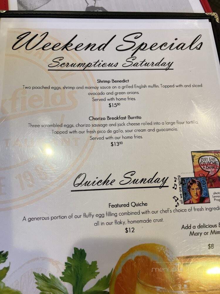 Brookfields Restaurant - Roseville, CA menu_pic