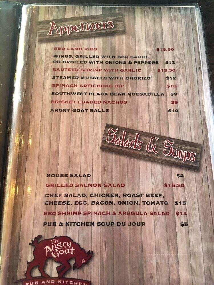 The Angry Goat Pub & Kitchen - Ogden, UT menu_pic