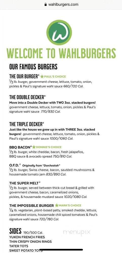 Wahlburgers - St. Charles, IL menu_pic
