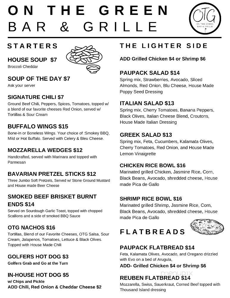 On the Green Bar & Grille - Greentown, PA menu_pic