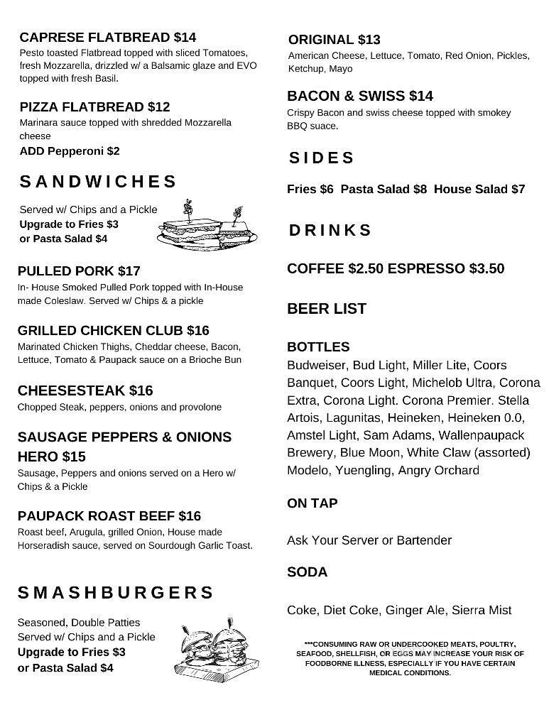 On the Green Bar & Grille - Greentown, PA menu_pic