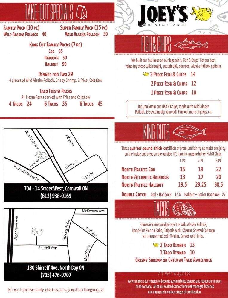 Joey's Only Seafood Restaurants - North Bay, ON menu_pic