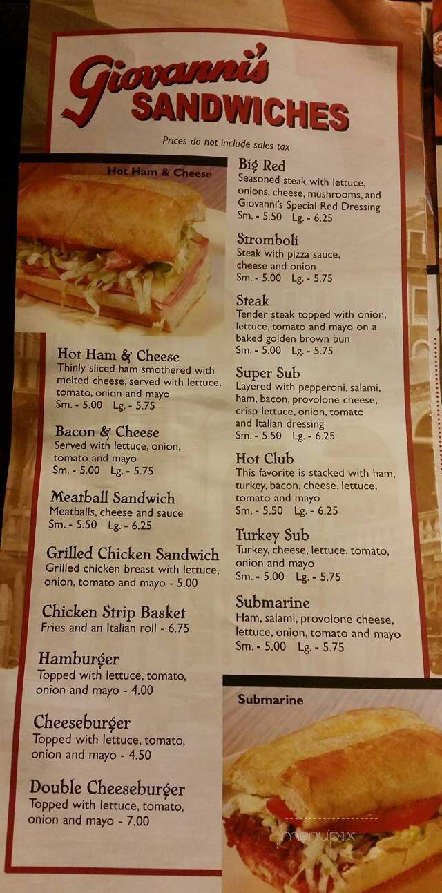 Giovanni's Pizza - Greenup, KY menu_pic